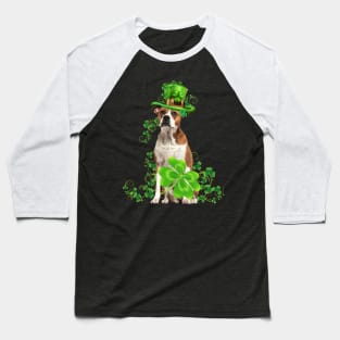 Lucky American Bulldog Shamrock St Patrick's Day Baseball T-Shirt